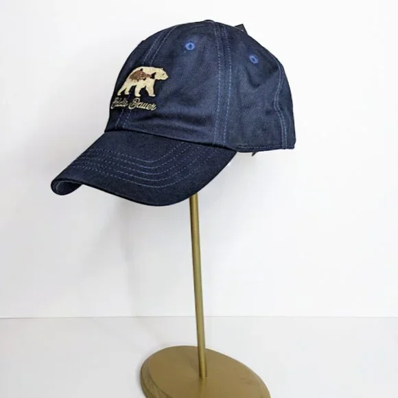 Eddie Bauer NWT Dad Hat One Size Blue Embroidered Bear Logo Baseball Cap - Picture 2 of 8